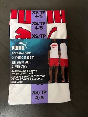 NEW Puma Boys 2-Piece Rashguard & Swim Trunks Set | Size 4/5